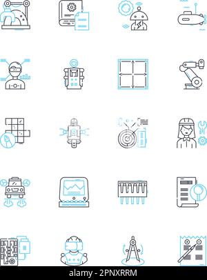 Video Editing linear icons set. Footage , Cutter , Timeline , Effects , Transitions , Keyframes , Rendering line vector and concept signs. Sound Stock Vector