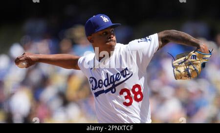 Los Angeles Dodgers relief pitcher Yency Almonte (38) throws during a  baseball game against the New York Mets in Los Angeles, Wednesday, April  19, 2023. (AP Photo/Ashley Landis Stock Photo - Alamy