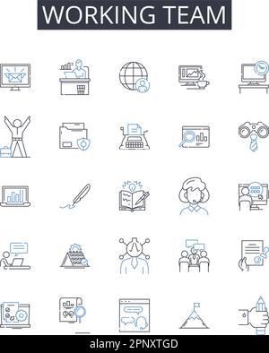 Posse line icons collection. Crew, Gang, Squad, Team, Bunch, Clique ...