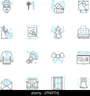 Graphic compnts linear icons set. Vector, Raster, Font, Color, Texture, Logo, Icon line vector and concept signs. Illustration,Symbol,Gradient outline Stock Vector