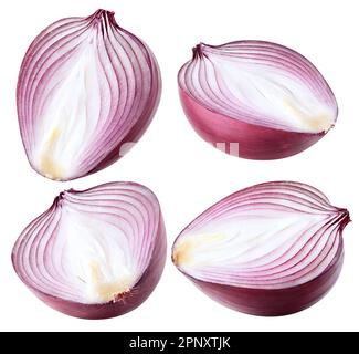 Isolated onions. Collection of red onion isolated on white background with clipping path Stock Photo