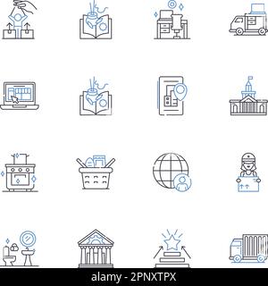 Mobile payments line icons collection. Contactless, Wallet, Digital, NFC, Transactions, Authentication, Secure vector and linear illustration Stock Vector