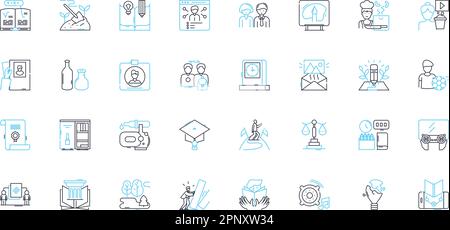 Classroom training linear icons set. Learning, Education, Instruction, Teaching, Enrichment, Development, Learning environment line vector and concept Stock Vector