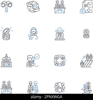 Global connectivity line icons collection. Connectivity, Nerk, Integration, Interdependence, Communication, Access, Collaborate vector and linear Stock Vector
