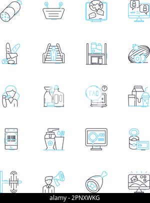 Virtual helpers linear icons set. Assistance, Support, AI, Technology, Efficiency, Productivity, Innovation line vector and concept signs Stock Vector