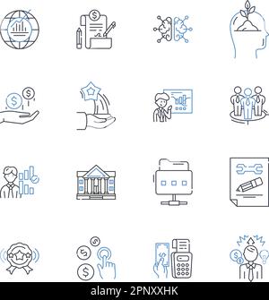 Organizational behavior line icons collection. Motivation, Leadership ...