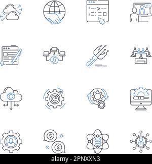 Discourse line icons collection. Dialogue, Discernment, Debate, Communication, Rhetoric, Persuasion, Exchange vector and linear illustration. Converse Stock Vector