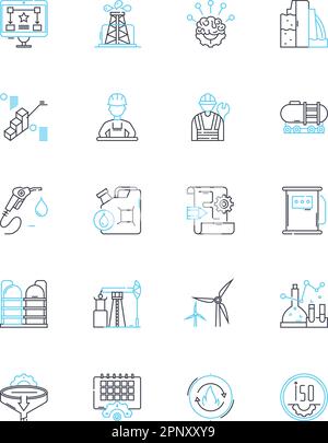 Assembly linear icons set. Compnts, Fasteners, Joining, Automation ...