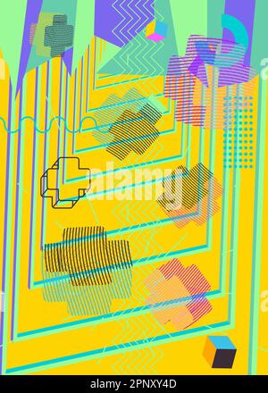 Very Busy Geometry Pattern Colorful geometric cover. Abstract busy geometry background. Minimal ...