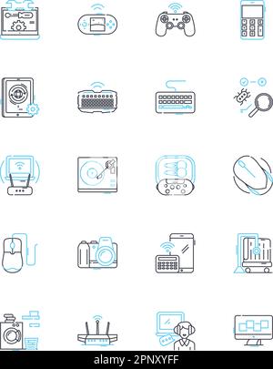Machine care linear icons set. Lubrication, Inspection, Cleaning, Maintenance, Calibration, Repair, Monitoring line vector and concept signs Stock Vector