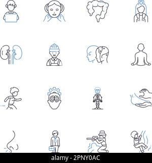 Corporate culture line icons collection. Values, Vision, Mission, Ethics, Attitude, Diversity, Inclusivity vector and linear illustration. Leadership Stock Vector