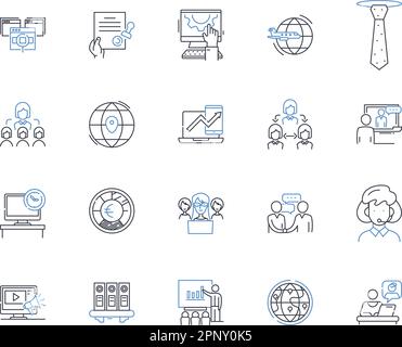 Collaboration coordination line icons collection. Partnership, Synergy, Cooperation, Alliance, Integration, Consensus, Unity vector and linear Stock Vector