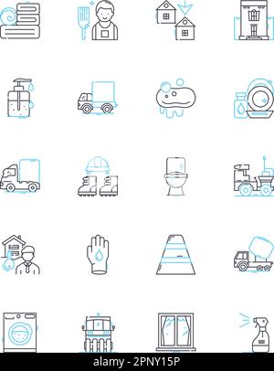Preparation linear icons set. Organize, Plan, Arrange, Assemble, Sort ...