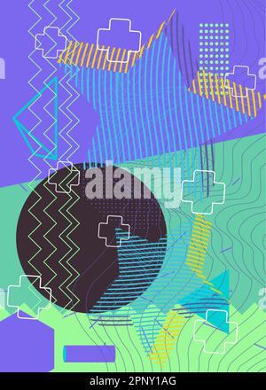 Colorful geometric cover. Abstract busy geometry background. Minimal ...