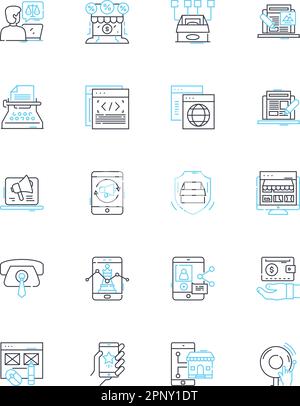 Social network linear icons set. Connections, Sharing, Nerking, Chatting, Updates, Posts, Likes line vector and concept signs. Followers,Friends Stock Vector