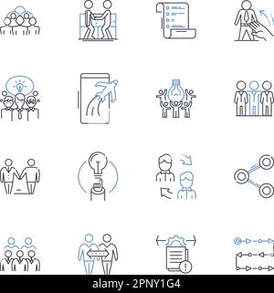 Squad line icons collection. Unity, Comradeship, Teamwork, Bond ...