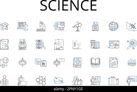 Science line icons collection. Math, Chemistry, Physics, Astronomy, Geology, Biology, Ecology vector and linear illustration. Genetics,Meteorology Stock Vector