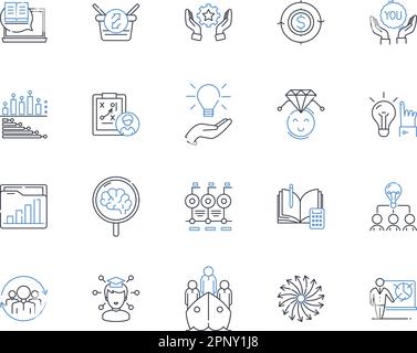Data Analytics line icons collection. Insights, Metrics, Extraction, Statistics, Trends, Visualization, Modelling vector and linear illustration Stock Vector