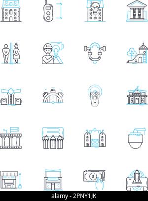Planners linear icons set. Scheduling, Calendars, Time-management, Organization, Productivity, Efficiency, Task-list line vector and concept signs Stock Vector