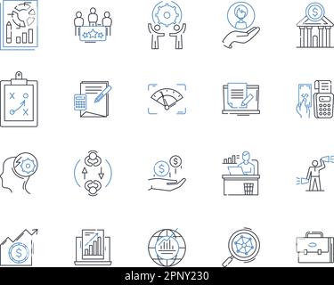 Financial reporting line icons collection. Transparency, Accountability, Accruals, Assets, Balance sheet, Budgeting, Cash flow vector and linear Stock Vector