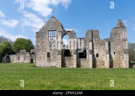 Netley Abbey, Hampshire, England, UK, view of the historic landmark in April or spring on a sunny day with blue sky Stock Photo