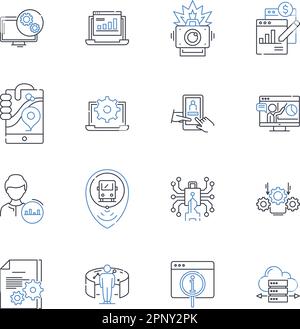 Cutting-edge technology line icons collection. Innovation, Futuristic, Advancement, Robotics, Nanotechnology, Virtualization, Automation vector and Stock Vector