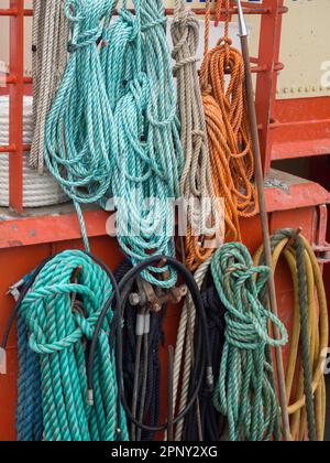 Colourful string on the fishing boat Stock Photo