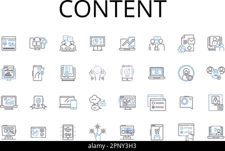 Content line icons collection. Substance, Material, Information ...