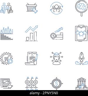 Data Science line icons collection. Analytics, Big data, Clustering, Correlation, Decision-making, Exploration, Forecasting vector and linear Stock Vector