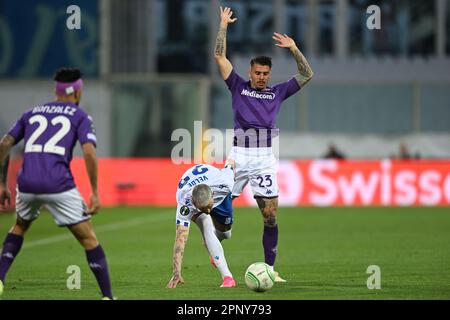 Artemio Franchi stadium, Florence, Italy, April 20, 2023, Lorenzo Venuti (ACF  Fiorentina) celebrates after a goal during ACF Fiorentina vs Lech Pozn  Stock Photo - Alamy