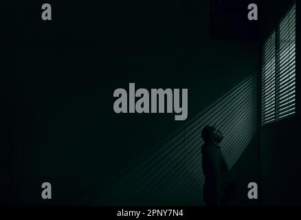 light lines from window frame. interior design, pattern of shado Stock Photo