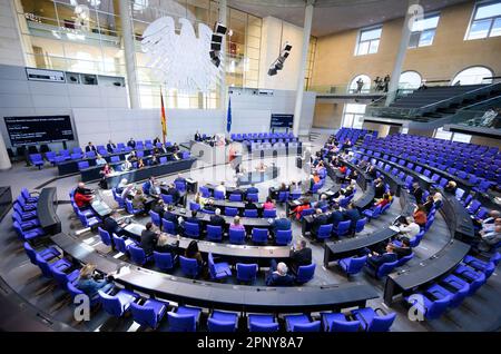 Berlin, Germany. 21st Apr, 2023. Plenum of the German Bundestag. Credit: Bernd von Jutrczenka/dpa/Alamy Live News Stock Photo