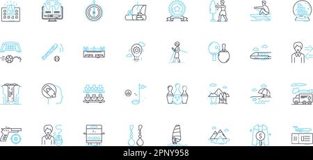Family reunion linear icons set. Gathering, Reconnecting, Kinfolk, Bonding, Celebrating, Relatives, Genealogy line vector and concept signs. Homestead Stock Vector