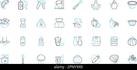 Dishware linear icons set. Plate, Bowl, Cup, Saucer, Spoon, Fork, Knife line vector and concept signs. Platter,Serving dish,Charger outline Stock Vector