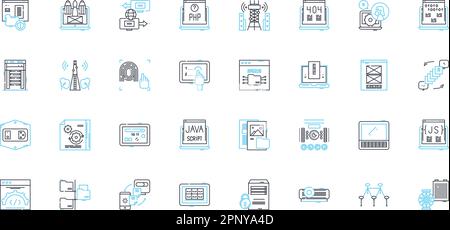 Communication nerks linear icons set. Nerking, Collaboration, Connectivity, Telecommuting, Socializing, Community, Interaction line vector and concept Stock Vector
