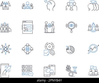 Market research line icons collection. Surveys, Analytics, Demographics, Focus groups, Questionnaires, Data analysis, Consumer insights vector and Stock Vector