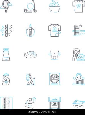 Wild exploration linear icons set. Adventure, Untamed, Excitement ...