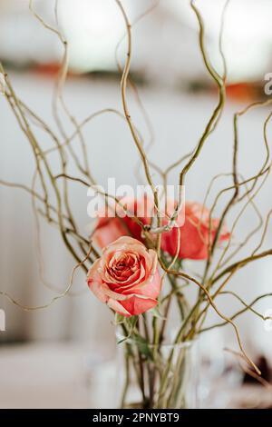 Elegant wedding reception floral decorations Stock Photo