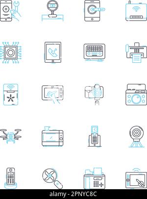 Tool management linear icons set. Organization, Tracking, Inventory ...