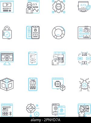 Brand marketing linear icons set. Positioning, Differentiation, Branding, Identity, Targeting, Messaging, Perception line vector and concept signs Stock Vector