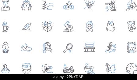 Gestalt therapy line icons collection. Wholeness, Integration, Awareness, Perception, Present-moment, Self-exploration, Self-discovery vector and Stock Vector