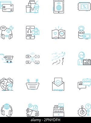 Trade linear icons set. Negotiation, Import, Export, Tariffs, Exchange ...