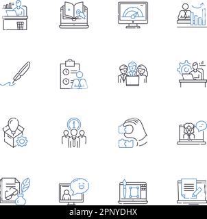 Adaptability and flexibility line icons collection. Versatility, Compatibility, Resourcefulness, Elasticity, Open-mindedness, Innovativeness Stock Vector
