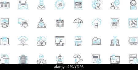 Social design linear icons set. Inclusion, Sustainability, Empowerment, Collaboration, Equality, Integration, Empathy line vector and concept signs Stock Vector