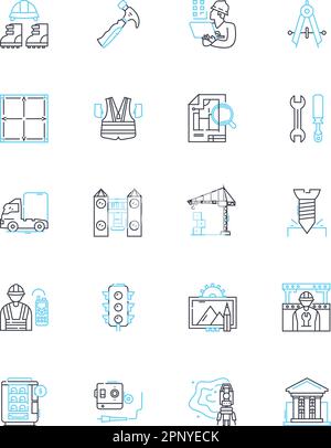 Design linear icons set. Creativity, Aesthetics, Innovation, Functionality, Simplicity, Typography, Colorfulness line vector and concept signs Stock Vector