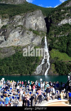 The Suitor waterfall in Geirangerfjord, UNESCO World Heritage Site, UNESCO, Sunnmøre region, Møre og Romsdal county, Western Norway, Scandinavia, Euro Stock Photo