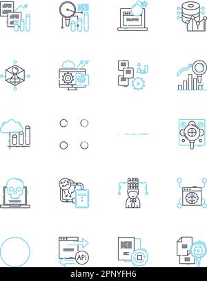 Data insights linear icons set. Analytics, Trends, Patterns ...
