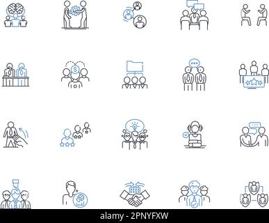 IT department line icons collection. Technology, Infrastructure, Support, Nerking, Security, Software, Hardware vector and linear illustration Stock Vector