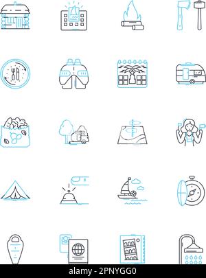 Digital innovations linear icons set. Disruption, Augmented, Virtual, Algorithm, Automation, Cryptocurrency, Cryptography line vector and concept Stock Vector
