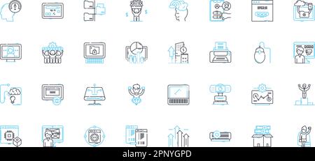 Software engineering linear icons set. Coding, Algorithms, Testing, Deployment, Documentation, Refactoring, Architecture line vector and concept signs Stock Vector